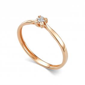 Золотое кольцо АЛЬКОР 17052-100 с бриллиантом 17052-100 фото