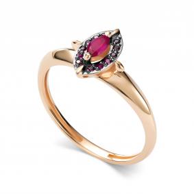 Золотое кольцо АЛЬКОР 17058-103 с рубином 17058-103 фото