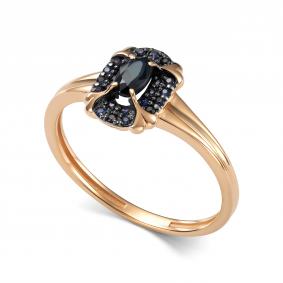 Золотое кольцо АЛЬКОР 17059-102 с сапфиром 17059-102 фото