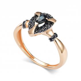 Золотое кольцо АЛЬКОР 17060-102 с сапфиром 17060-102 фото