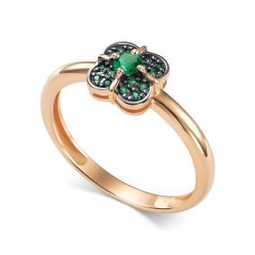 Золотое кольцо АЛЬКОР 17061-101 с изумрудом 17061-101 фото
