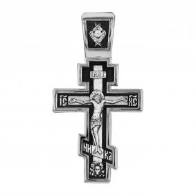 Серебряная подвеска-крест из чернёного серебра Распятие Христово ЮЗ Елизавета 18014 18014 фото