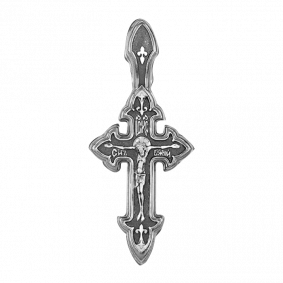 Серебряная подвеска-крест из черненого серебра Распятие Христово ЮЗ Елизавета 18035 18035 фото