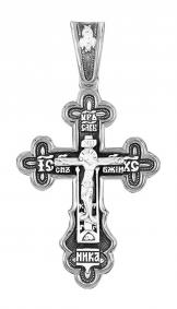 Серебряная подвеска-крест из чернёного серебра Распятие Христово ЮЗ Елизавета 18068 18068 фото