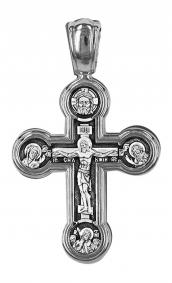 Серебряная подвеска-крест из черненого серебра Распятие Христово ЮЗ Елизавета 18102 18102 фото