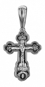 Серебряная подвеска-крест из черненого серебра Распятие Христово ЮЗ Елизавета 18166 18166 фото