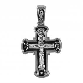 Серебряная подвеска-крест из черненого серебра Распятие Христово ЮЗ Елизавета 18265 18265 фото
