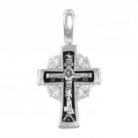 Серебряная подвеска-крест из черненого серебра Распятие Христово ЮЗ Елизавета 18297 18297 фото