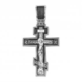 Подвеска-крест из чернёного серебра Распятие Христово ЮЗ Елизавета 18337 18337 фото
