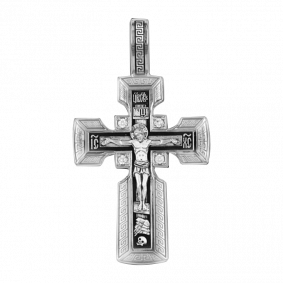 Подвеска-крест из черненого серебра Распятие Христово ЮЗ Елизавета с фианитом 18363-4ф 18363-4ф фото