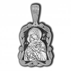 Подвеска-иконка из черненого серебра Божией Матери Владимирская ЮЗ Елизавета 18428 18428 фото