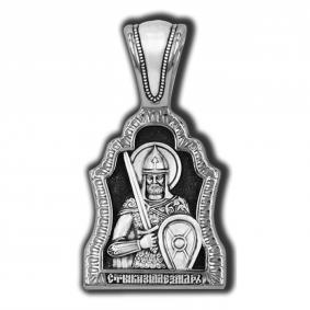 Подвеска-иконка Великий князь Александр Невский из черненого серебра ЮЗ Елизавета 18523 18523 фото