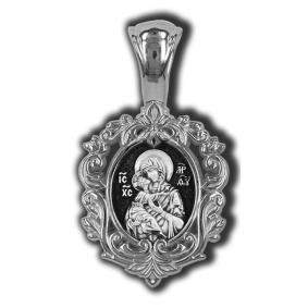 Подвеска-иконка из черненого серебра Божией Матери Владимирская ЮЗ Елизавета 18528 18528 фото