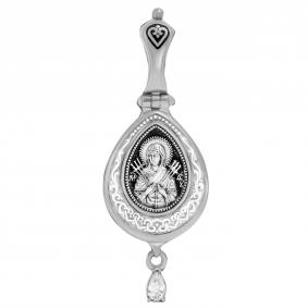 Подвеска-иконка из черненого серебра Божией Матери Семистрельная ЮЗ Елизавета с фианитом 18668-1ф 18668-1ф фото