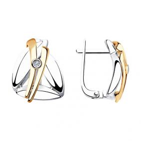 Серьги из золота и серебра SOKOLOV с бриллиантом 1920002 1920002 фото