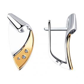 Серьги из золота и серебра SOKOLOV с бриллиантом 1920004 1920004 фото