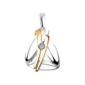 Серебряная подвеска из золота и серебра SOKOLOV с бриллиантом 1930002 1930002 фото