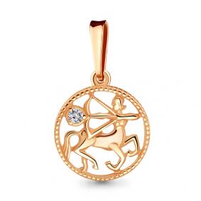 Золотая подвеска Знак зодиака Стрелец AQUAMARINE с фианитом 20015 20015 фото
