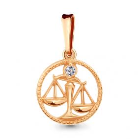 Золотая подвеска Знак зодиака Весы AQUAMARINE с фианитом 20021 20021 фото