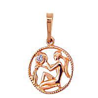 Золотая подвеска Знак зодиака Водолей AQUAMARINE с фианитом 20025 20025 фото