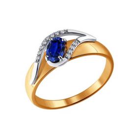Золотое кольцо SOKOLOV 2010986 с бриллиантом и сапфиром 2010986 фото