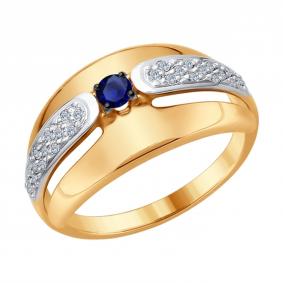Золотое кольцо SOKOLOV 2011077 с бриллиантом и сапфиром 2011077 фото