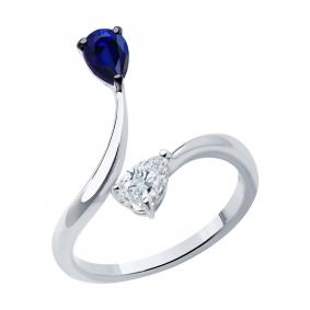 Кольцо из белого золота SOKOLOV 2011317-3 с сапфиром 2011317-3 фото