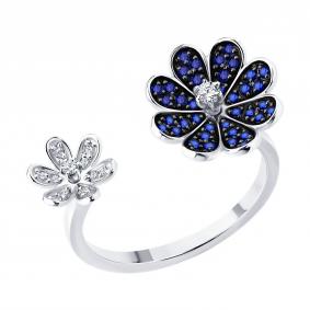 Золотое кольцо SOKOLOV 2011355-3 с бриллиантом и сапфиром 2011355-3 фото