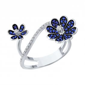 Золотое кольцо SOKOLOV 2011361-3 с бриллиантом и сапфиром 2011361-3 фото