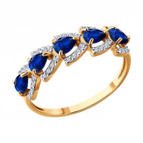 Золотое кольцо SOKOLOV 2011363 с бриллиантом и сапфиром 2011363 фото