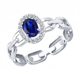 Золотое кольцо SOKOLOV 2011373-3 с бриллиантом и сапфиром 2011373-3 фото