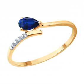 Золотое кольцо SOKOLOV 2011375 с бриллиантом и сапфиром 2011375 фото