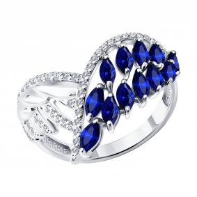 Золотое кольцо SOKOLOV 2011384-3 с бриллиантом и сапфиром 2011384-3 фото