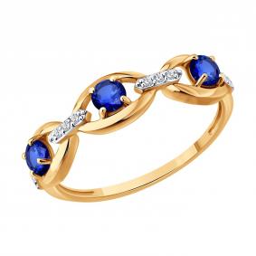 Золотое кольцо SOKOLOV 2011385 с бриллиантом и сапфиром 2011385 фото