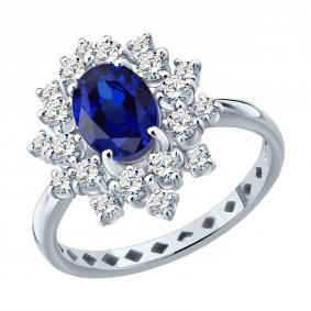 Золотое кольцо SOKOLOV 2011387-3-5 с сапфиром и бриллиантом выращенным 2011387-3-5 фото