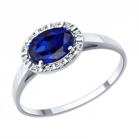 Кольцо из белого золота SOKOLOV 2011388-3 с бриллиантом и сапфиром 2011388-3 фото