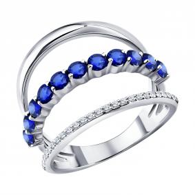 Золотое кольцо SOKOLOV 2011390-3 с бриллиантом и сапфиром 2011390-3 фото