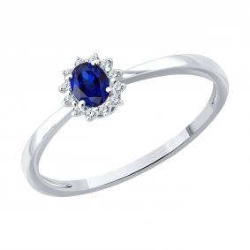 Золотое кольцо SOKOLOV 2011391-3 с бриллиантом и сапфиром 2011391-3 фото