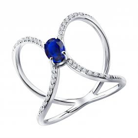 Золотое кольцо SOKOLOV 2011394-3 с бриллиантом и сапфиром 2011394-3 фото