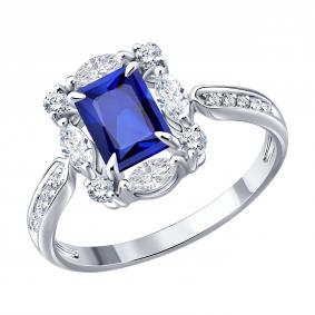 Золотое кольцо SOKOLOV 2011398-3-5 с сапфиром и бриллиантом выращенным 2011398-3-5 фото