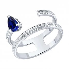 Кольцо из белого золота SOKOLOV 2012747-3 с бриллиантом и сапфиром 2012747-3 фото