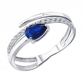 Кольцо из белого золота SOKOLOV 2012754-3 с бриллиантом и сапфиром 2012754-3 фото