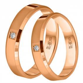 Золотое обручальное кольцо 4 мм Primossa с бриллиантом 202-010-444 202-010-444 фото