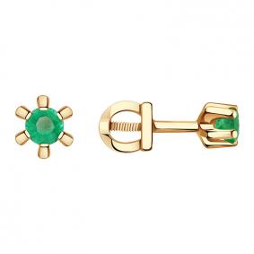 Золотые серьги Александра 2020164ск с изумрудом 2020164ск фото