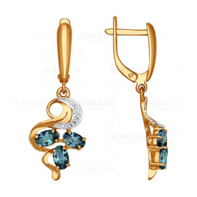 Золотые серьги SOKOLOV 2020556А с бриллиантом и александритом 2020556А фото