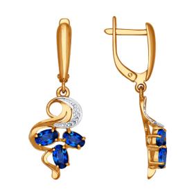 Золотые серьги SOKOLOV 2020556С с бриллиантом и сапфиром 2020556С фото