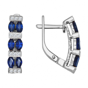 Серьги из белого золота SOKOLOV 2020679б с бриллиантом и сапфиром 2020679б фото