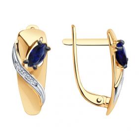Золотые серьги SOKOLOV 2020858 с бриллиантом и сапфиром 2020858 фото