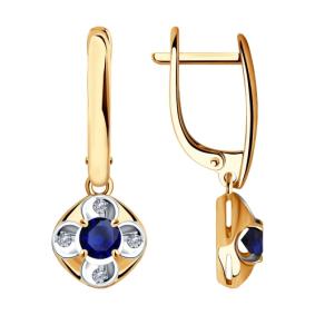Золотые серьги SOKOLOV 2020945 с бриллиантом и сапфиром 2020945 фото