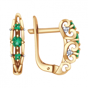 Золотые серьги Александра 2021148ск с изумрудом 2021148ск фото